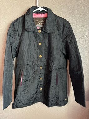 Coach Black Quilted Puffer Jacket with Pink Accents